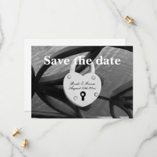 Herzform Padlock auf Zaun Foto Hochzeit Save The Date