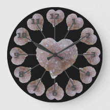 Herzform Pink Amethyst Schwarze Acrylwand Uhr