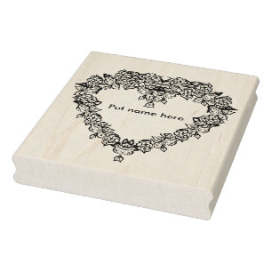Herzform Rose Muster Rand 2 Briefmarke Gummistempel