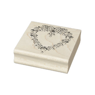 Herzform Rose Muster Rand Kunst Briefmarke Gummistempel