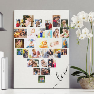 Herzförmige 29-Foto-Collage Liebesschrift Leinwanddruck