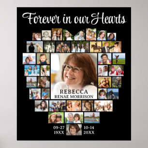 Herzförmige 41er Fotocollage Gedenkfeier Beerdigun Poster