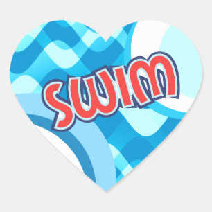 Herzförmige Aufkleber für Schwimmen