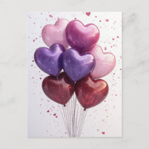 Herzförmige Balloons Valentins Gruß Postkarte