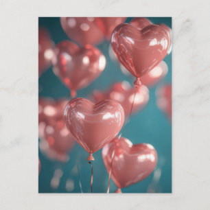 Herzförmige Balloons Valentins Gruß Postkarte