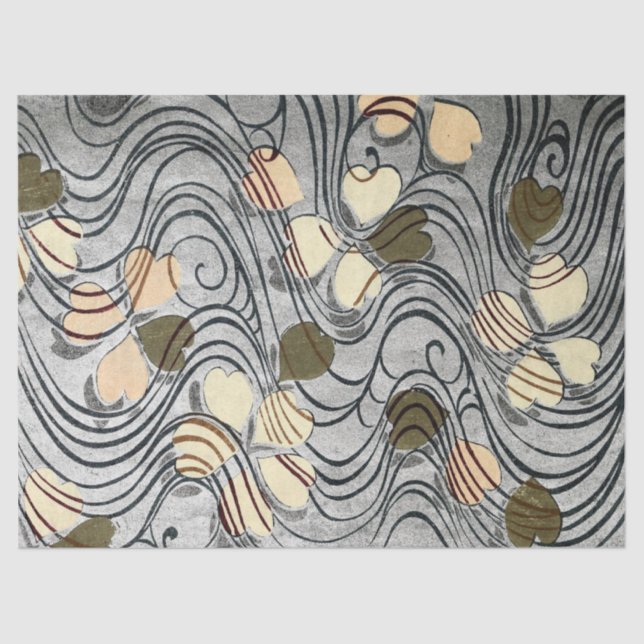 Herzförmige Blätter im Wasser Seidenpapier (Vorderseite)