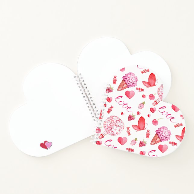 Herzförmige Blume & Liebe SpiralNotebook Notizbuch (Innenseite)
