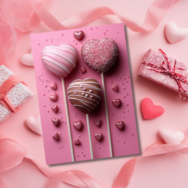Herzförmige Cakepops Valentins Gruß Karte (Von Creator hochgeladen)