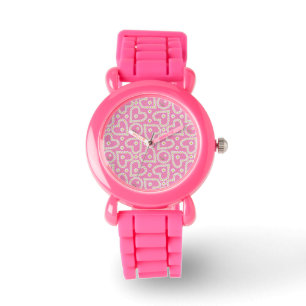 Herzförmige Daisy Chains, Pink Kids Glitzer Watch Armbanduhr
