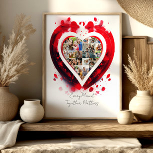 Herzförmige Familienfoto-Collage Poster