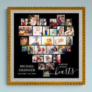 Herzförmige Fotocollage Gedenk Funeral Poster