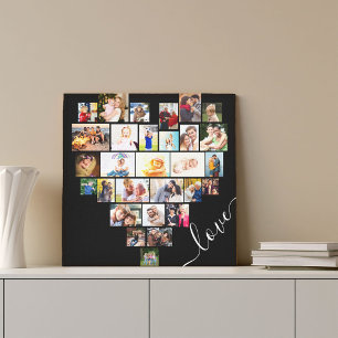 Herzförmige Fotocollage kleines Quadrat Leinwanddruck