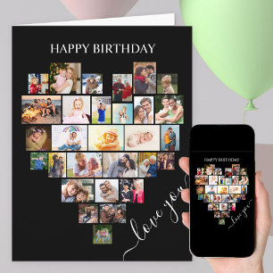 Herzförmige Fotocollage Liebesschrift Geburtstag Karte