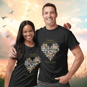 Herzförmige Fotocollage Trauerfeier T-Shirt