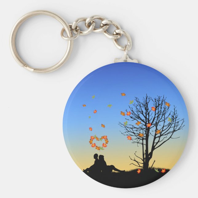 Herzförmige Herbstleaven Schlüsselanhänger (Vorne)