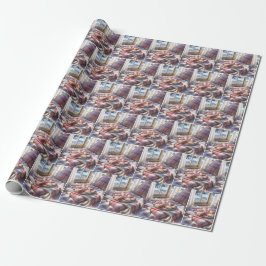 Herzförmige Kekse auf einem Karierten Fußboden Geschenkpapier