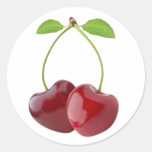 Herzförmige Kirschen Runder Aufkleber