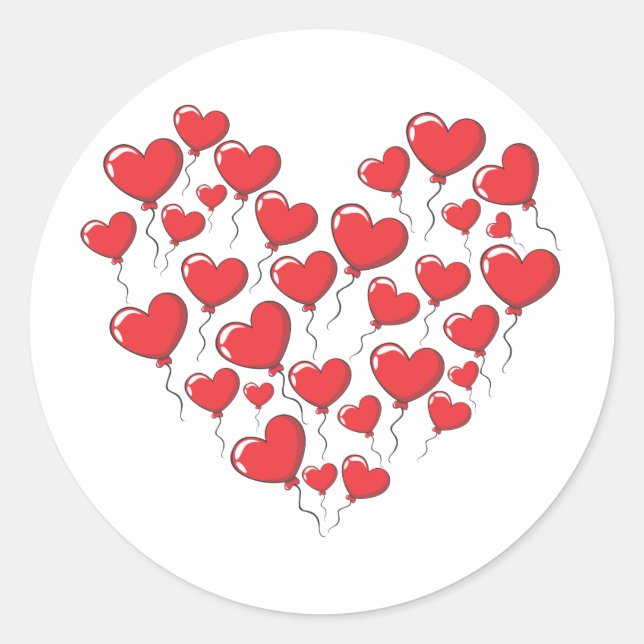 Herzförmige Liebe Balloons Runder Aufkleber (Vorderseite)