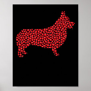 Herzförmige Liebe Welsh Corgi Hund Valentinstag M Poster