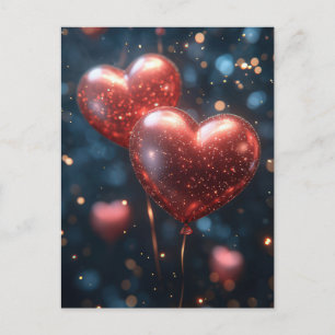 Herzförmige Luftballons Valentinsgruß Postkarte