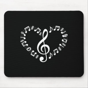 Herzförmige Musiknoten Musikliebhaber Frohe Valen Mousepad
