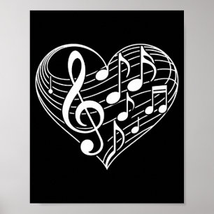 Herzförmige Musiknoten Valentinstag Männer Frauen Poster