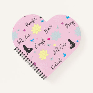 Herzförmige   Pink Lotus Selbstliebe-Affirmationen Notizbuch