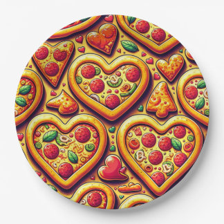 Herzförmige Pizza Lovers Plate Pappteller