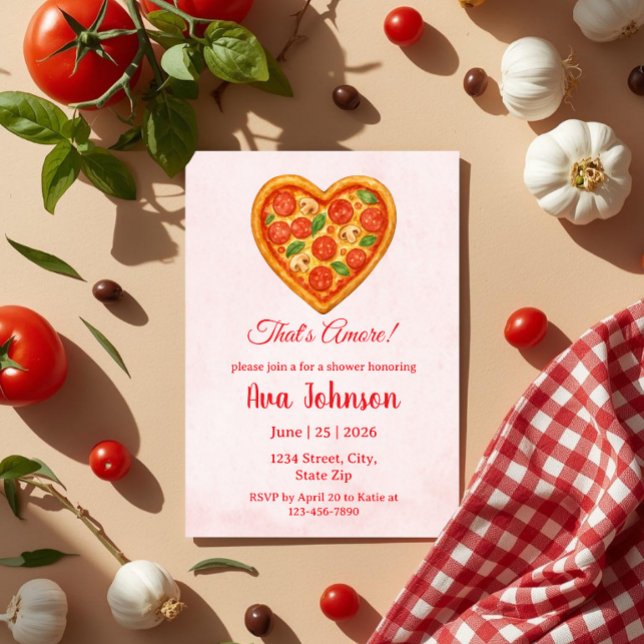 Herzförmige Pizza-Party-Baby-Shower-Einladung Einladung (Von Creator hochgeladen)