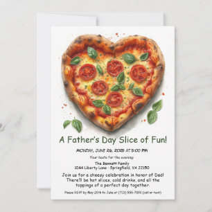 Herzförmige Pizza-Party – Editierbare Vater-Tag- Einladung