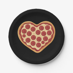 Herzförmige Pizza Süß Valentinstag Pappteller