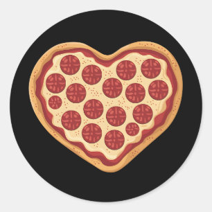Herzförmige Pizza Süß Valentinstag Runder Aufkleber