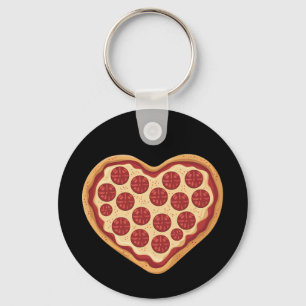 Herzförmige Pizza Süß Valentinstag Schlüsselanhänger