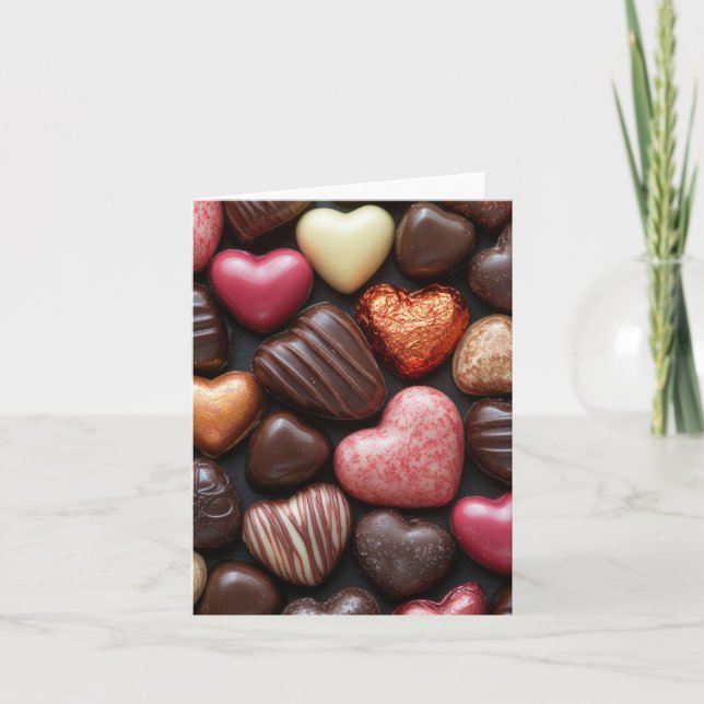 Herzförmige Pralinen Valentins Gruß Karte (Vorderseite)