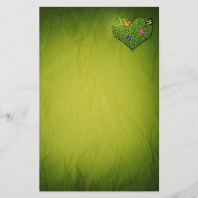 Herzförmige Rasen-Blume Schmetterling Briefpapier (Vorderseite)
