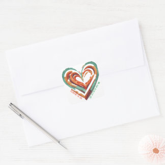 Herzförmige Retro Quadratischer Aufkleber