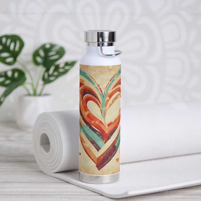 Herzförmige Retro Trinkflasche (Yoga)