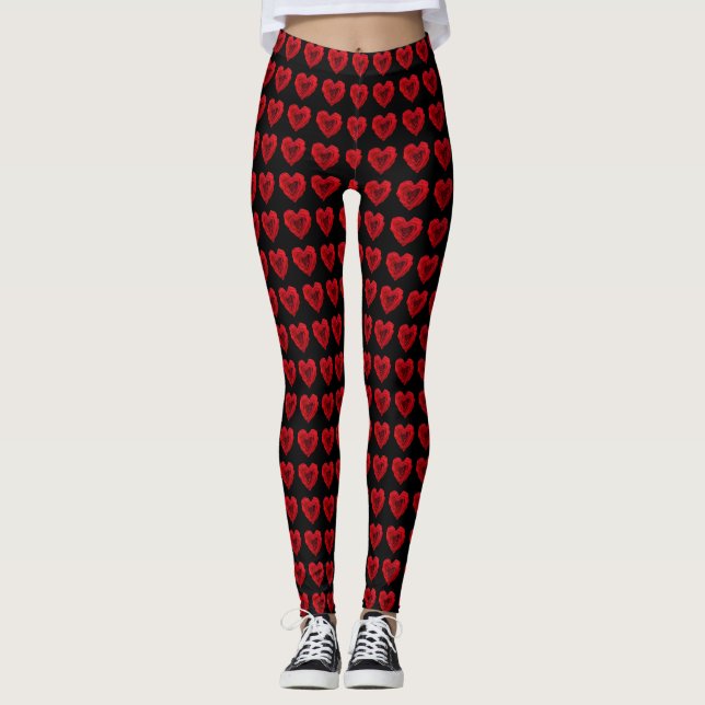 Herzförmige Rote Rose Leggings (Vorderseite)