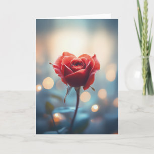 Herzförmige Rote Rose mit Dreamy Bokeh Hintergrund Einladung