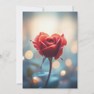 Herzförmige Rote Rose mit Dreamy Bokeh Hintergrund Einladung