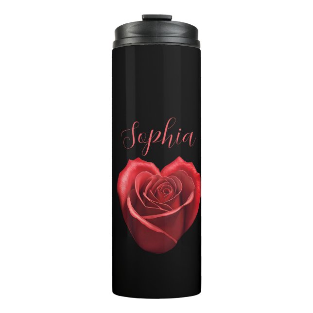 Herzförmige Rote Rose- Thermosbecher (Vorderseite)