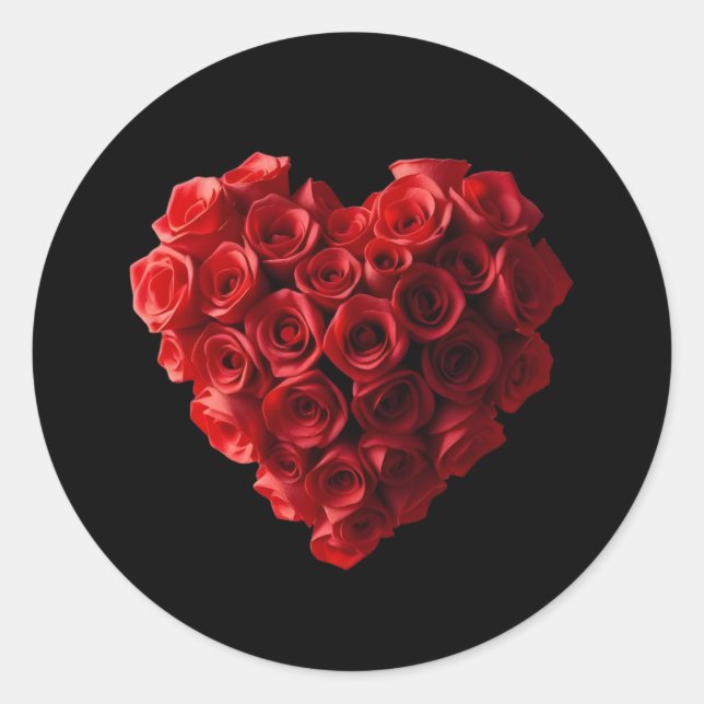 Herzförmige rote Rosen- Runder Aufkleber (Vorderseite)
