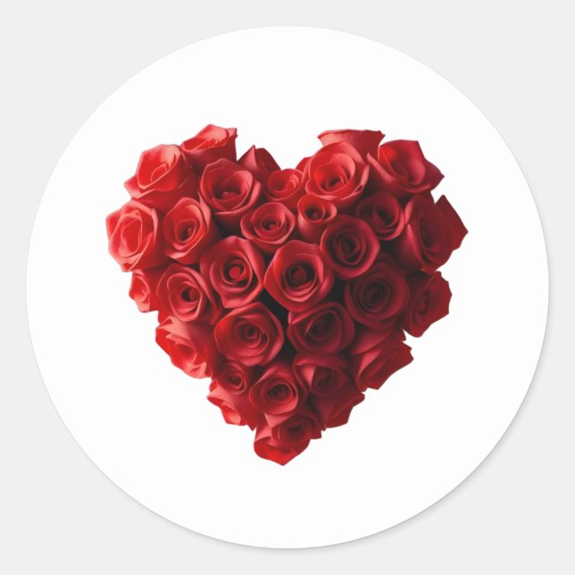 Herzförmige rote Rosen- Runder Aufkleber (Vorderseite)
