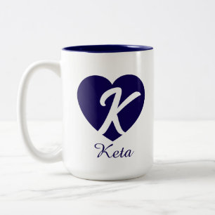 Herzförmige Tasse mit individuellem Monogramm und