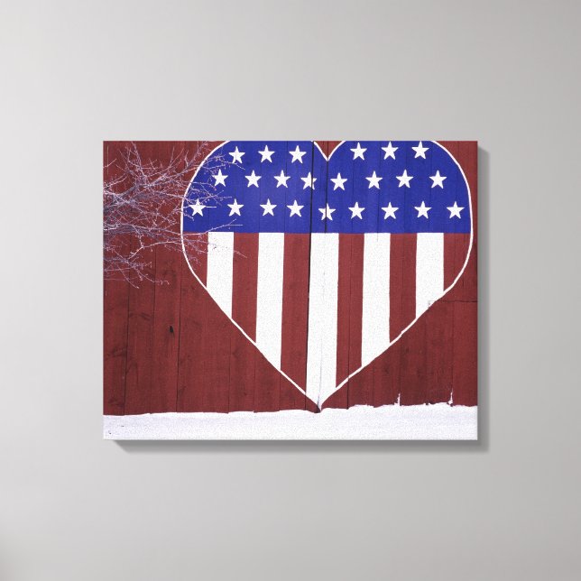 Herzförmige US Flagge Leinwanddruck (Vorderseite)