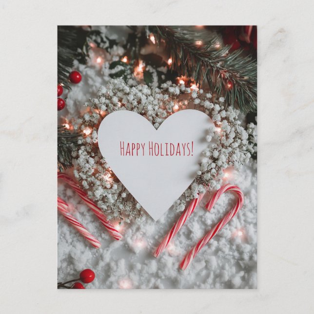 Herzförmige Weihnachtskarte  Feiertagspostkarte (Vorderseite)
