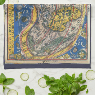 Herzförmige Weltkarte von Peter Apian 1520 Geschirrtuch