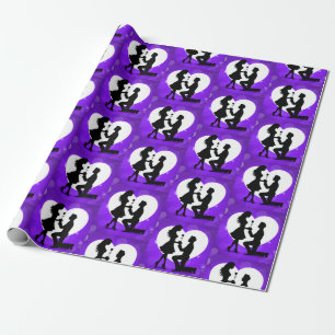 Herzförmiger Antrag Silhouette Lila Geschenkpapier