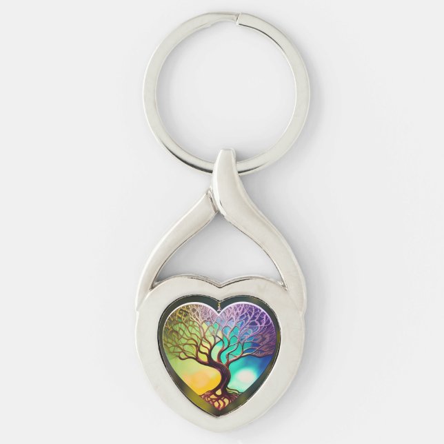 Herzförmiger Baum von Lebensschmuck Schlüsselanhänger (Vorderseite)