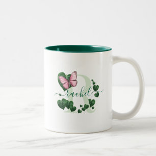 Herzförmiger Blätterstrauß Zweifarben-Kaffeetasse Zweifarbige Tasse